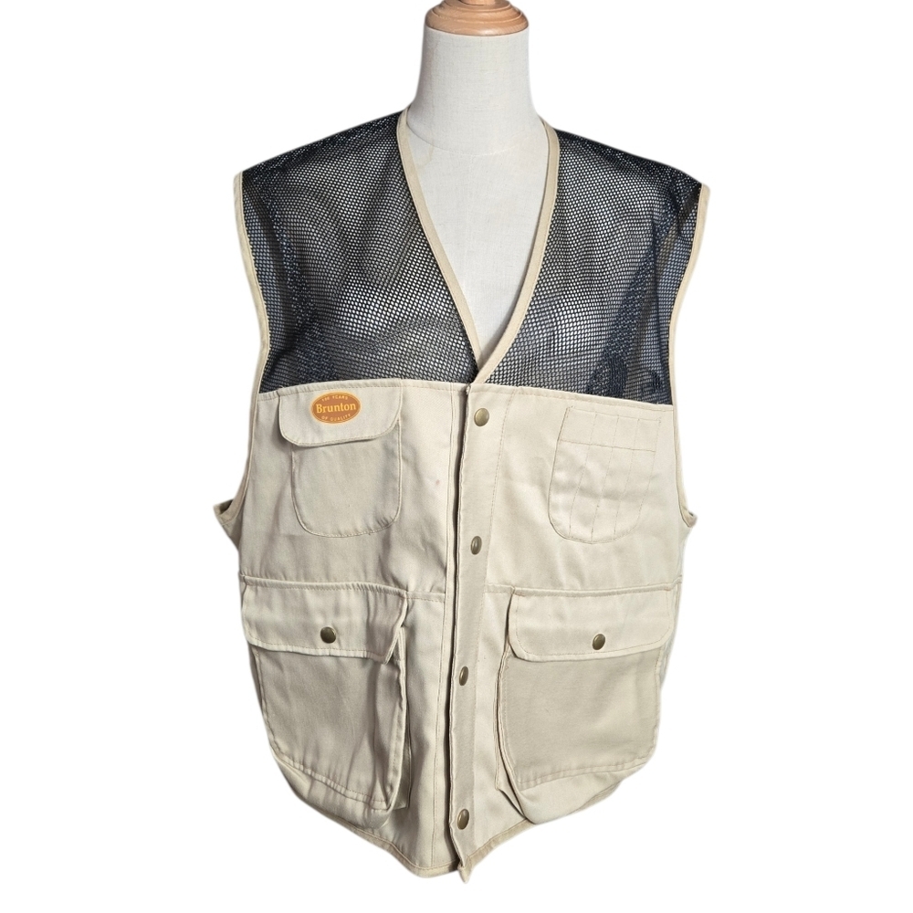 Brunton Beige and Black Mesh Fishing Utility Vest